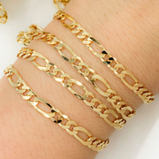 Gold Plated 925 Sterling Silver Ultra Flat Figaro Chain