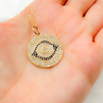 Load image into Gallery viewer, 14K Solid Gold Diamond Circular Evil Eye Charm. KG137
