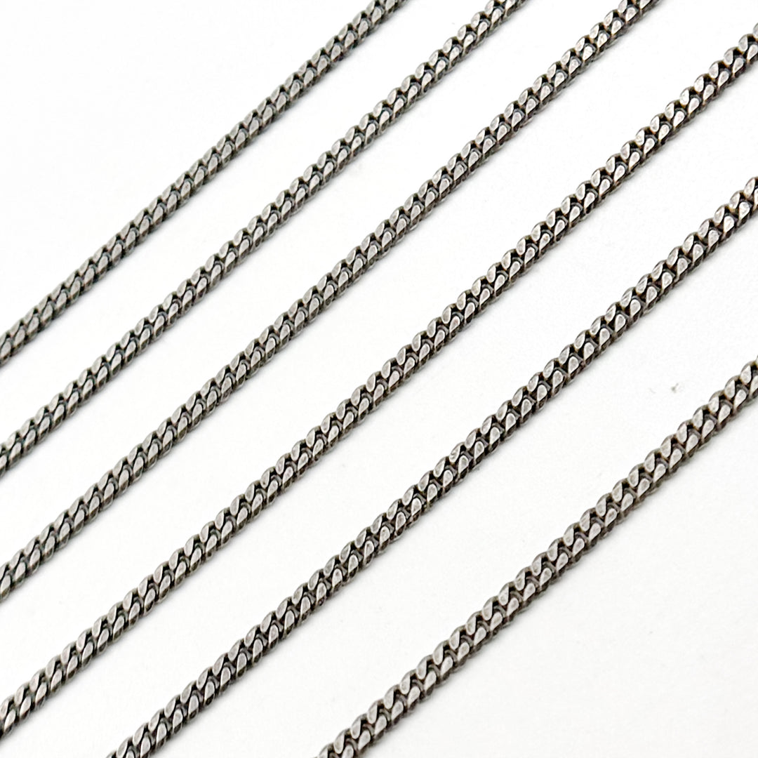 X11OX. Oxidized Sterling Silver Flat Curb Chain