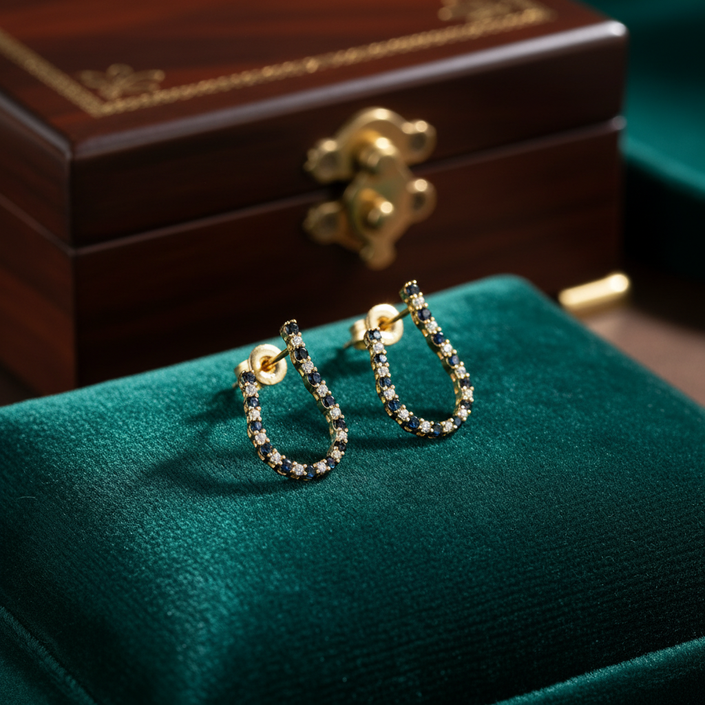 ER417873. 14k Solid Gold Diamond and Gemstone Fancy Earrings