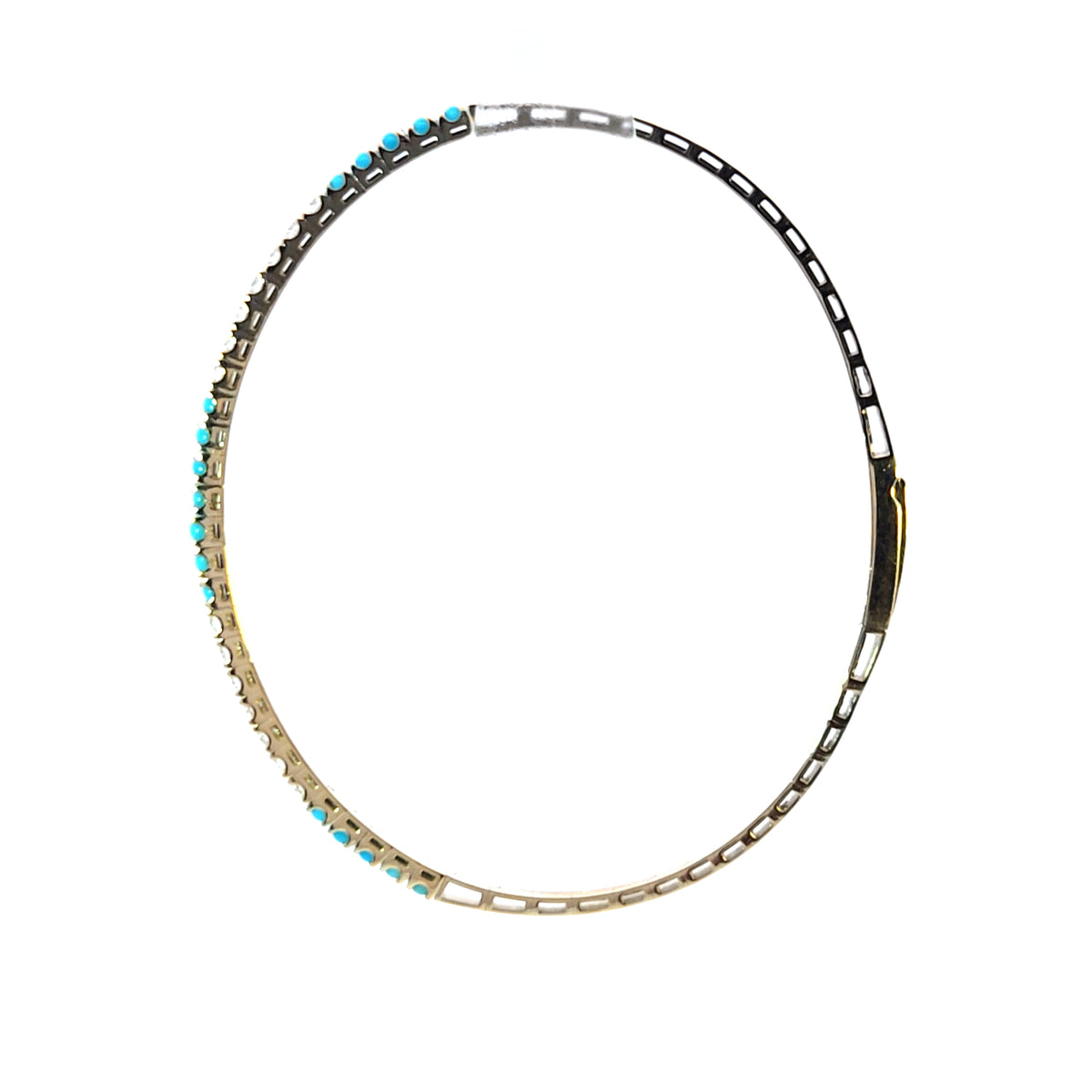 BNH68545. 14K Solid Yellow Gold Diamond and Gemstone Bangle