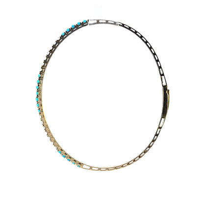 BNH68545. 14K Solid Yellow Gold Diamond and Gemstone Bangle