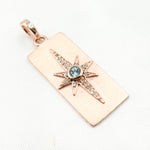 Load image into Gallery viewer, DP467. Diamond Sterling Silver Rectangle Star Pendant with Gemstone
