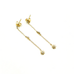 Load image into Gallery viewer, 14K Solid Gold and Diamonds Stars Dangle Earrings. EFB51689
