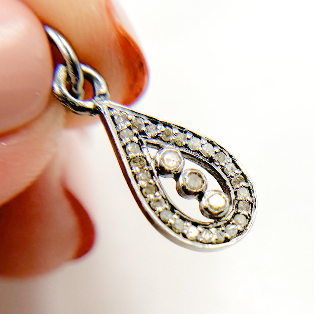 DC208. Diamond Sterling Silver Drop Charm