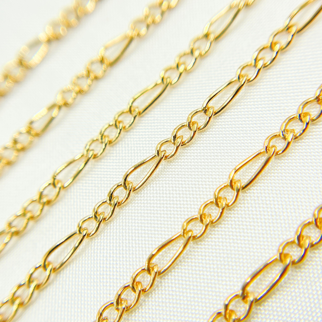 14K Yellow Gold Filled Figaro Style Chain. 2431CHRGF