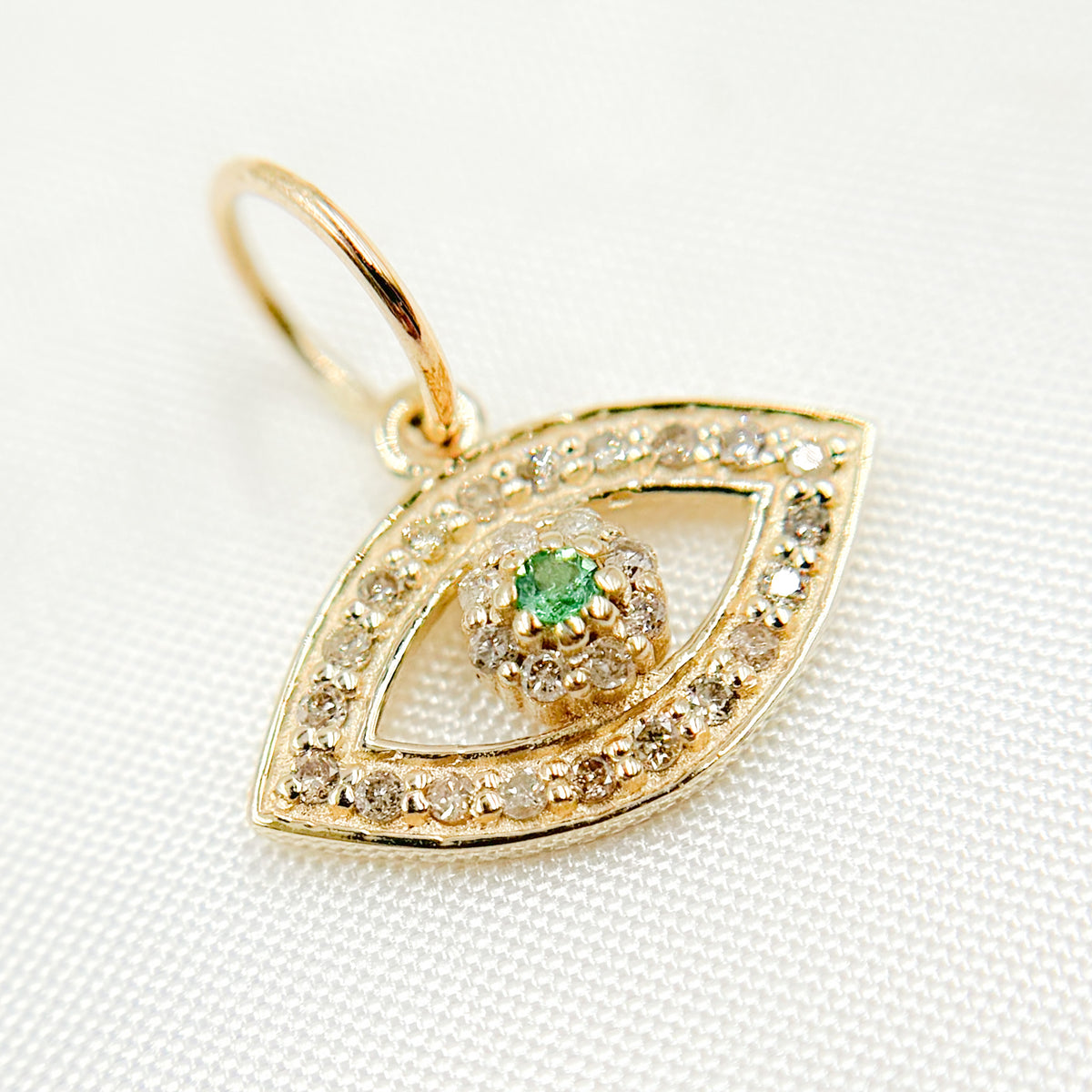 Solid Gold Eye Charm with Gemstone