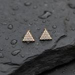 Load image into Gallery viewer, EFC54162. 14K Solid Gold and Diamonds Triangle Studs