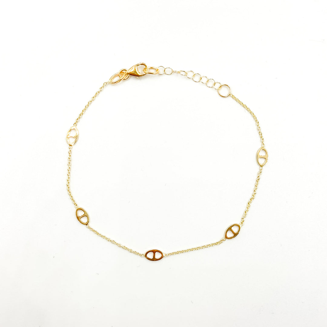 BRSET778. 14k Solid Yellow Gold Marina Link Bracelet