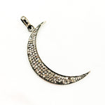 Load image into Gallery viewer, DP1002. Diamond Sterling Silver Moon Pendant
