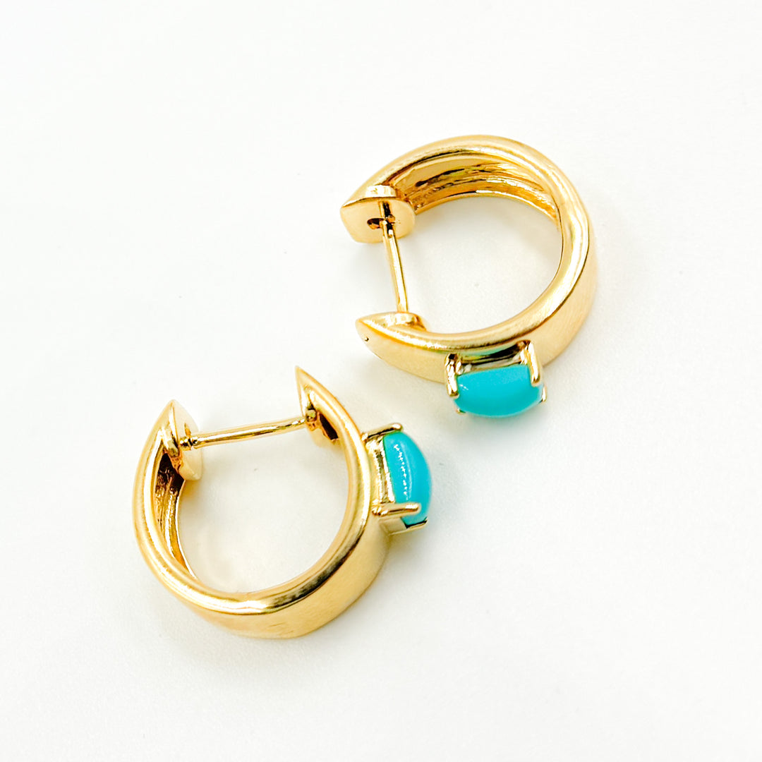 EHZ57585. 14K Solid Gold Gemstone Hoops