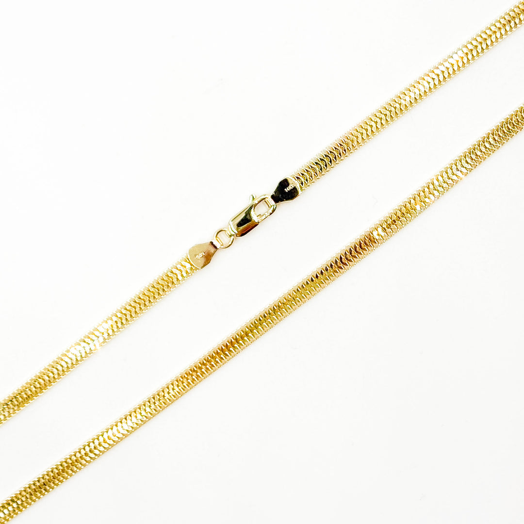 390J02RUMBA. 14K Solid Gold Flat Snake Necklace