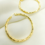 Load image into Gallery viewer, GER54. 14K Solid Gold Twist Round Hollow Hoop Earrings
