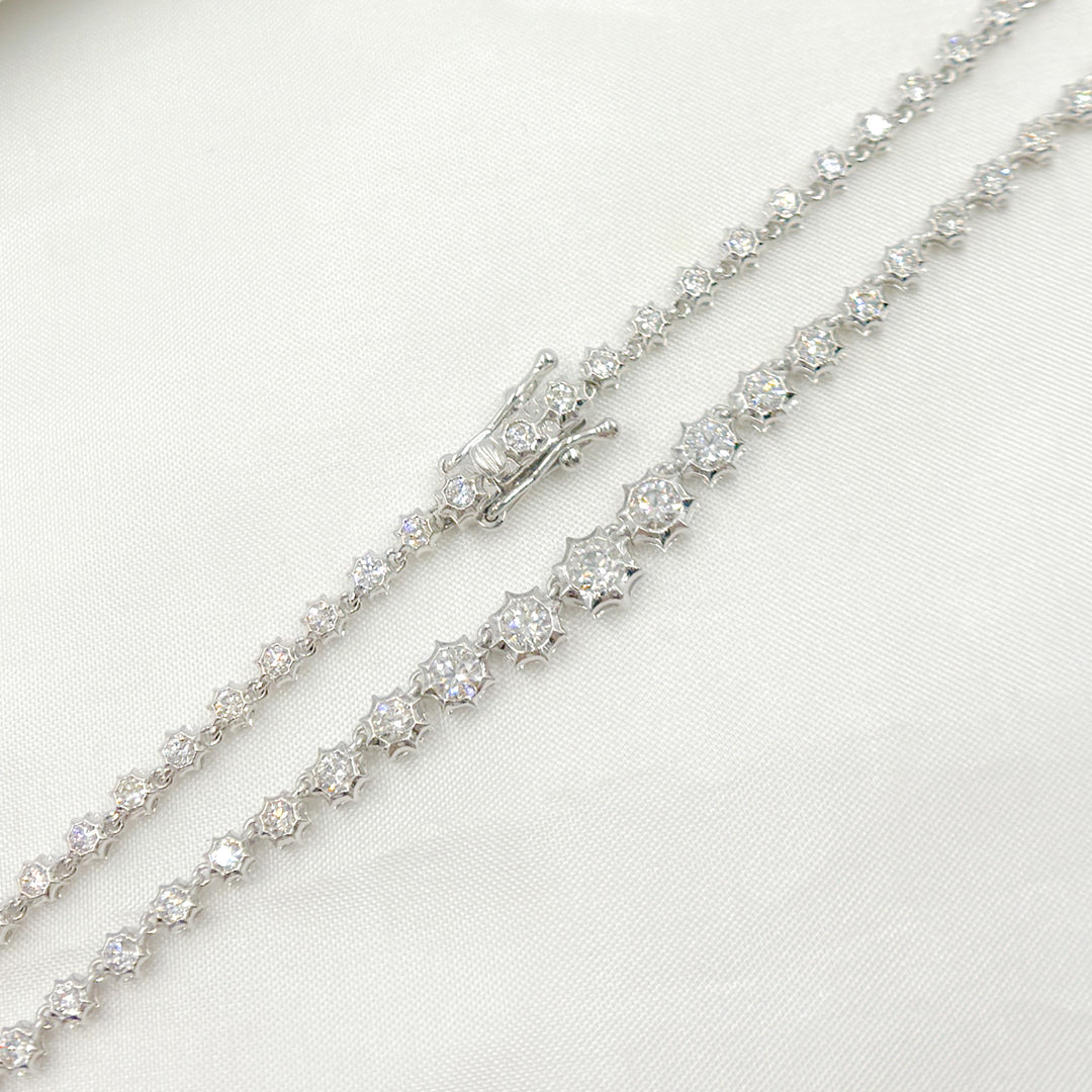 14K Solid White Gold Diamond Necklace. NFS70576