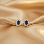 Load image into Gallery viewer, ER117581. 14k Solid Gold Diamond and Gemstone Oval Stud Earrings