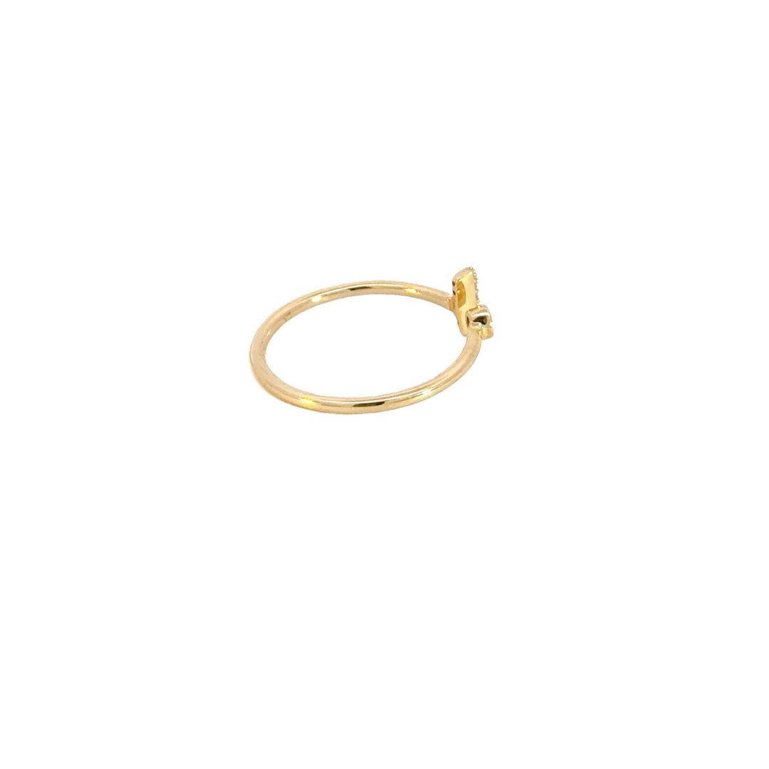 14k Solid Gold Circle and Rectangle Diamond Ring. RFA17008