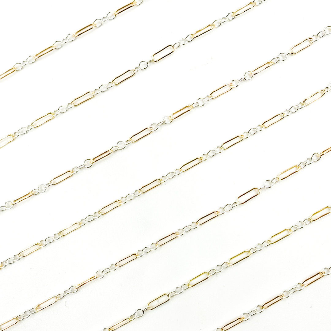 XM1003TT. 14k Gold Filled 1 Long & 3 Sterling Silver Short Link Chain