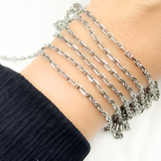 Y9OX. Oxidized Sterling Silver Diamond Cut Marina Chain