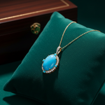 Load image into Gallery viewer, CP97321TQ14X10. 18K Solid Gold Diamond &amp; Turquoise Pendant