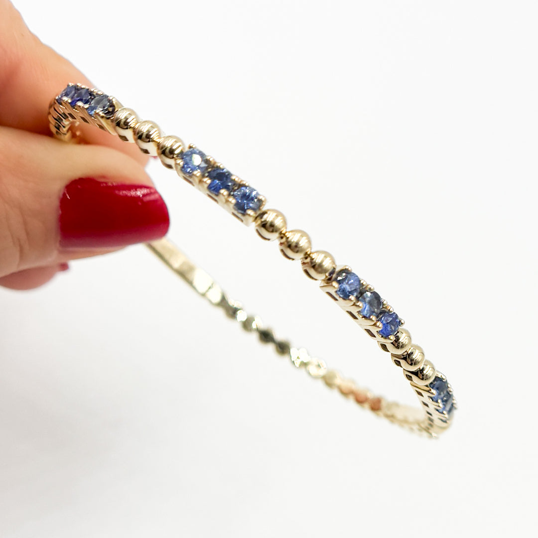BNZ68568. 14K Solid Yellow Gold Gemstone Bangle
