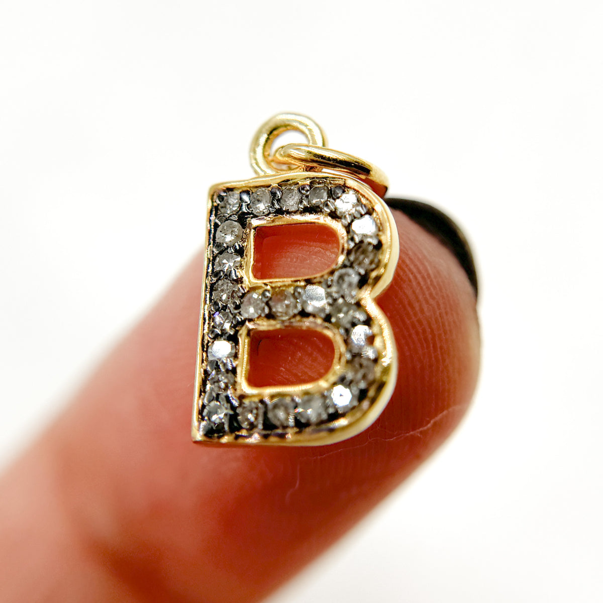 DC176. Diamond Sterling Silver Letter "B" Charm
