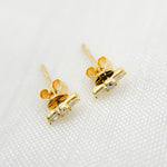 Load image into Gallery viewer, ER421062. 14K Solid Gold Diamond Bar Studs
