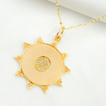 Load image into Gallery viewer, 14K Solid Gold with Diamonds Sun Charm. GDP179
