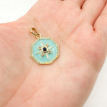 Load image into Gallery viewer, DP824. Diamond and Gemstone Octagon Enamel Pendant
