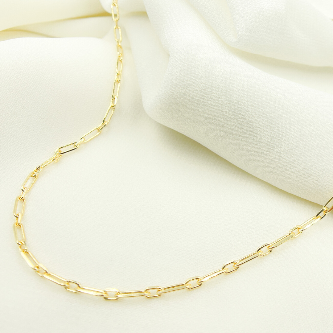 08014588FD. 14K Solid Gold Paperclip Diamond Cut Chain