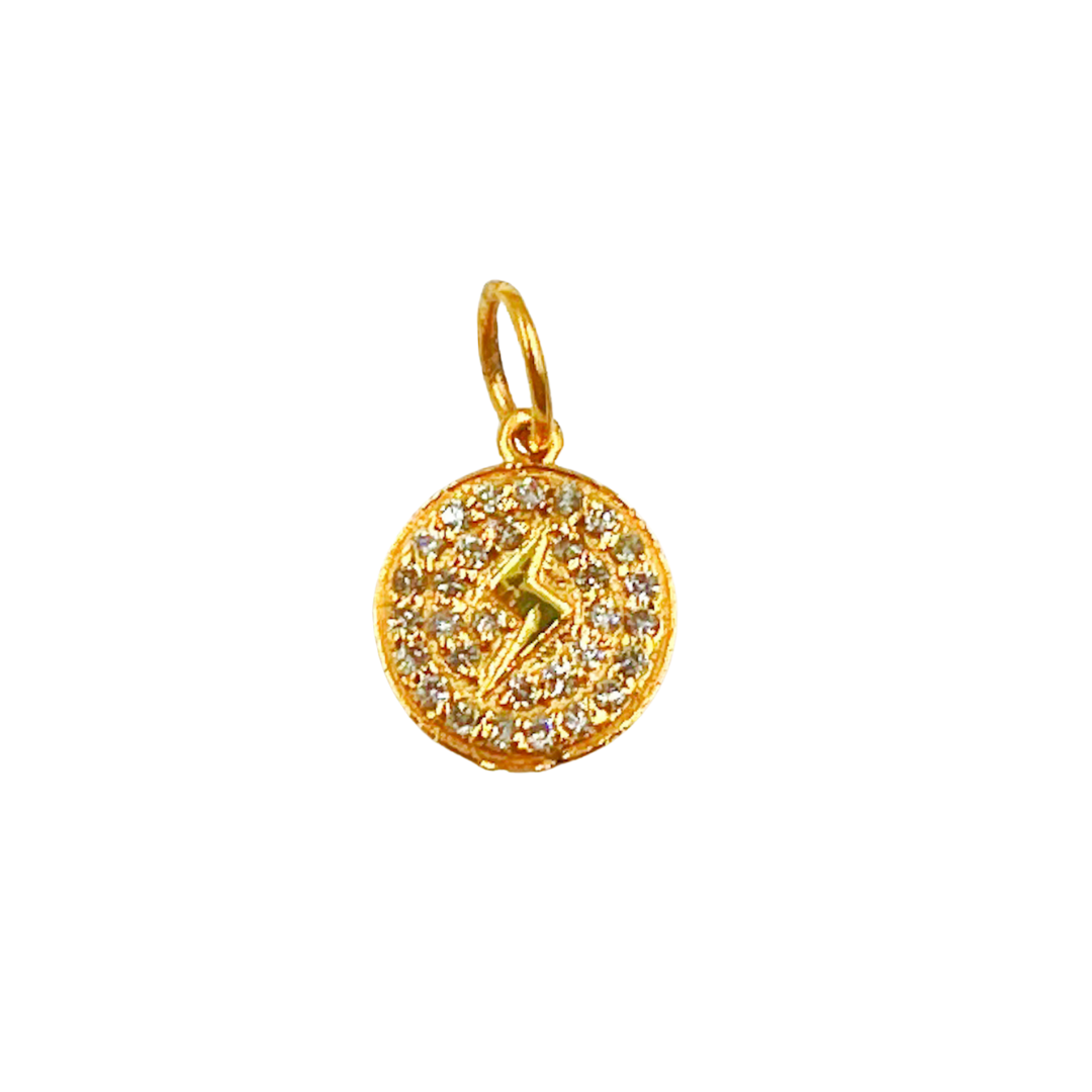 14K Solid Gold Circle Pendant with Diamonds. GDP323