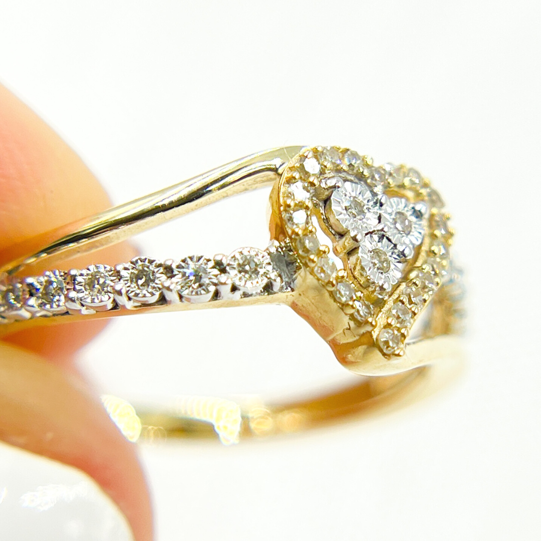 14K Solid Gold Diamond Heart Ring. RPB23608