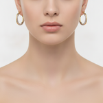 Load image into Gallery viewer, GER40. 14K Yellow and White Gold Earrings Round Shape Hoop with Texture