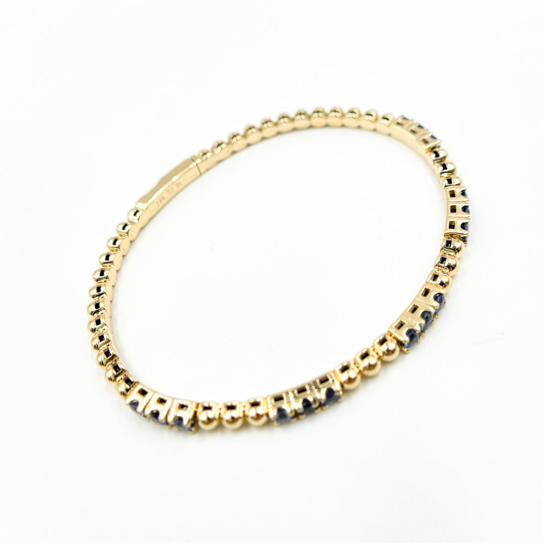 BNZ68568. 14K Solid Yellow Gold Gemstone Bangle