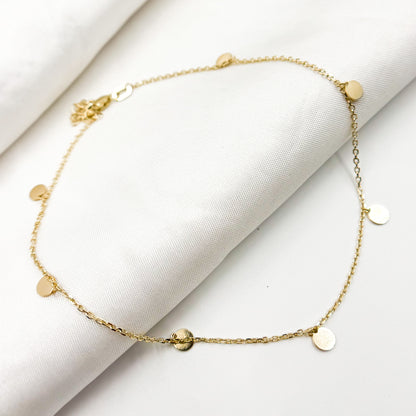 Buy 14K Solid Gold Dangle Disc Necklace and Anklet