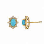 Load image into Gallery viewer, CE96209TQ6X4. 14k Solid Gold Diamond and Turquoise Stud Earrings