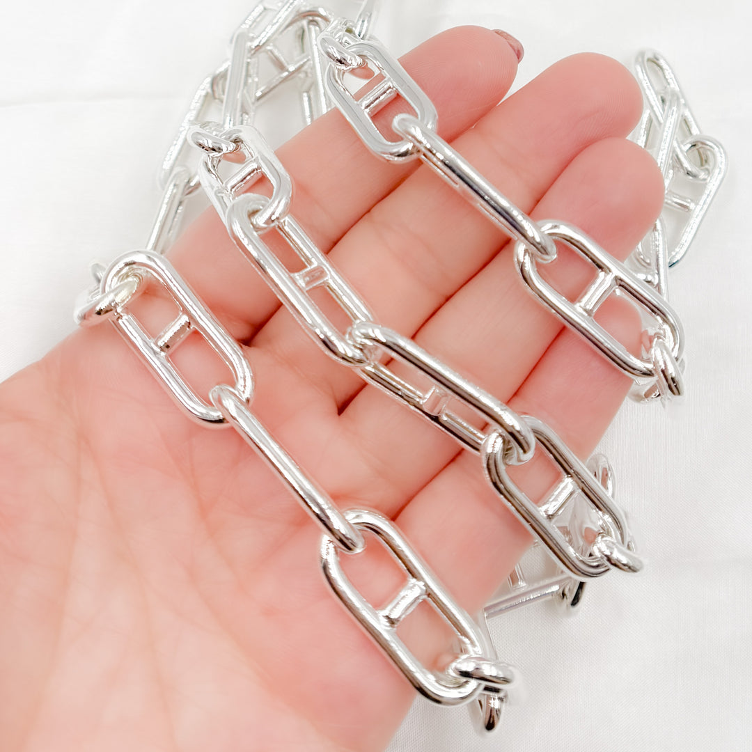 549MTSS. Sterling Silver Hollow Marina Link Chain