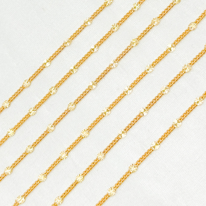 V235GF. 14k Gold Filled Curb and Diamond Cut Marina Link Chain