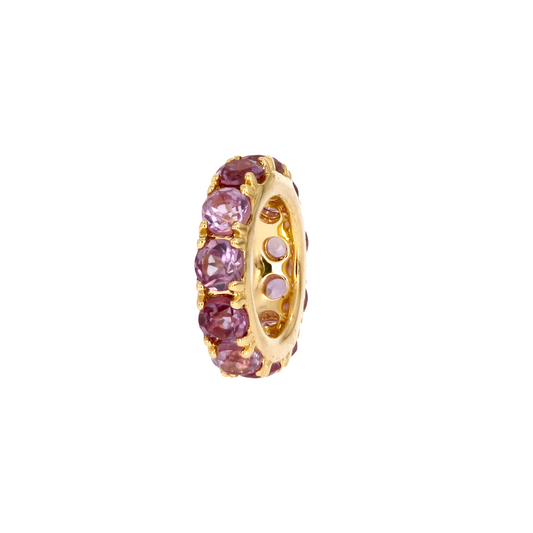 14K Solid Gold Gemstone Round Ring Slider