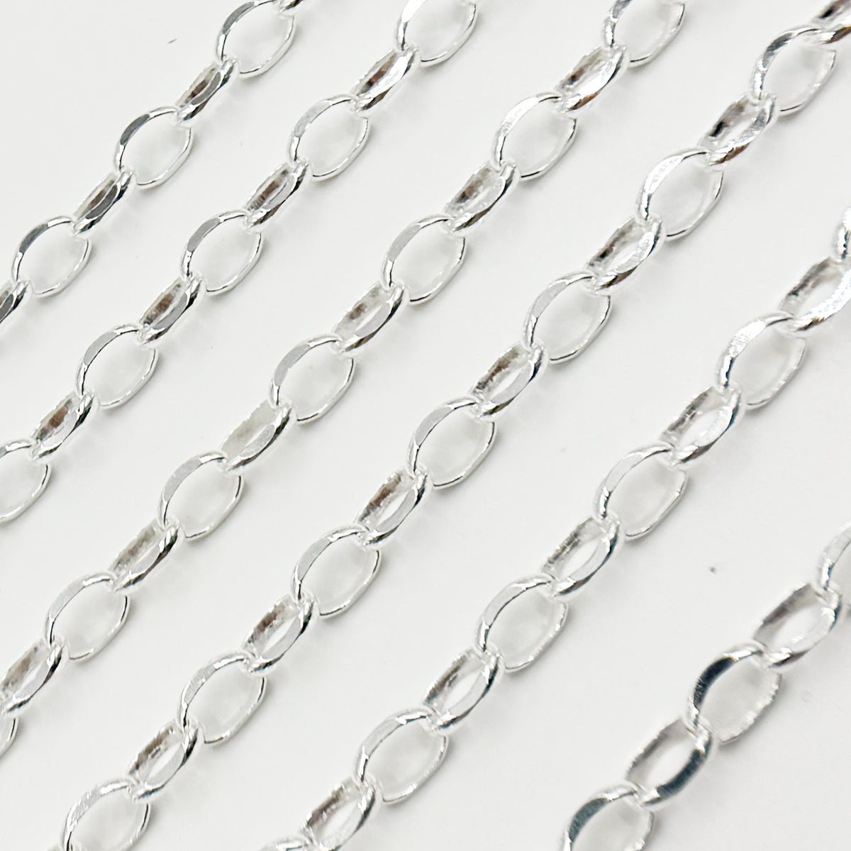 Buy Sterling Silver Oval Diamond Cut Link Chain