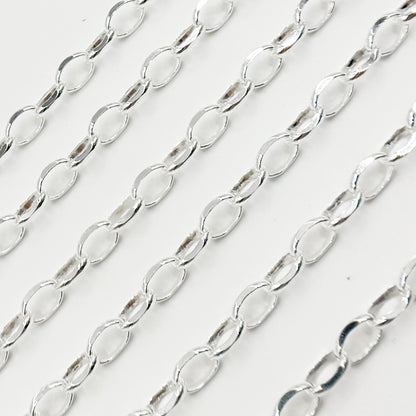 Buy Sterling Silver Oval Diamond Cut Link Chain