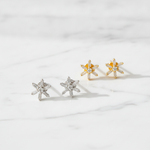 Load image into Gallery viewer, EFD53686. 14K Solid Gold Flower Diamond Studs