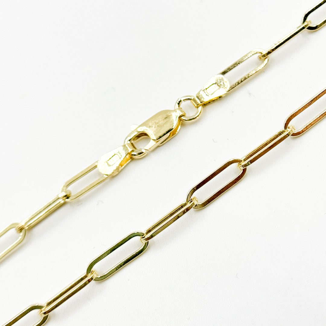 070HVR0124000. 14K Yellow Gold Flat Paperclip Chain