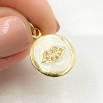 Load image into Gallery viewer, DC043A. Diamond Sterling Silver Round Lips Enamel Charm
