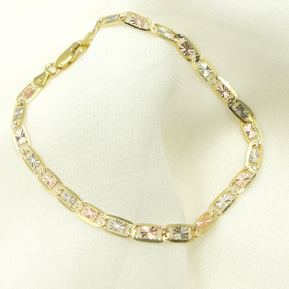 14K25Bracelet. 14K Solid Gold Tri-Color Marina Bracelet