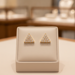 Load image into Gallery viewer, EFC54162. 14K Solid Gold and Diamonds Triangle Studs