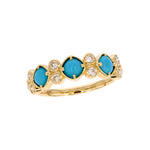 Load image into Gallery viewer, CR97068TQ4. 14K Solid Yellow Gold Diamond and Turquoise Band Ring