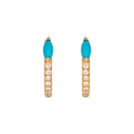 Load image into Gallery viewer, EHC57586TQ. 14K Solid Yellow Gold Diamond and Turquoise Hoop Earrings