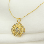 Load image into Gallery viewer, 14K Solid Gold Charm Circle Pendant with Diamonds. GDP256
