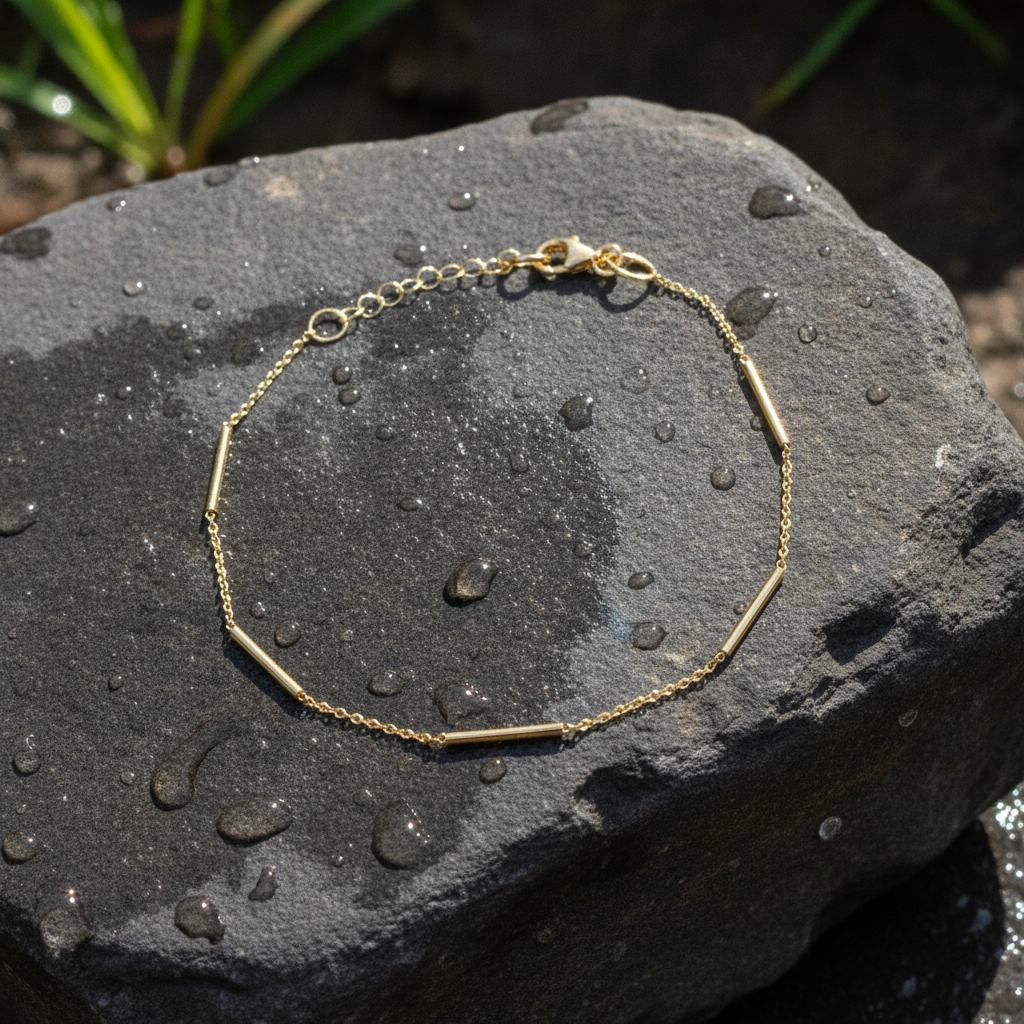 BRSET611. 14k Solid Yellow Gold Bars Link Bracelet