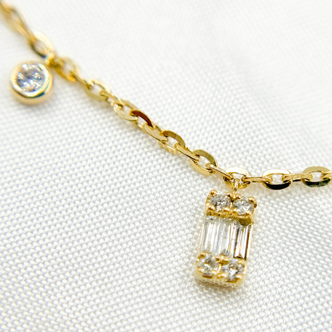 NT401847. 14K Solid Gold Diamond Dangle Necklace